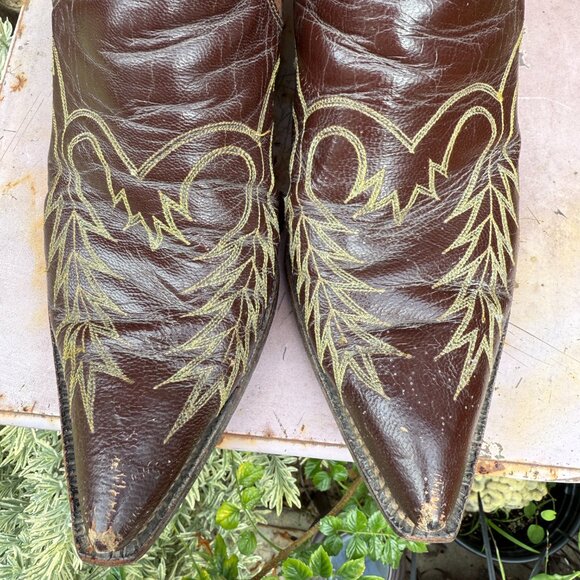 Worn Embroidered Leather Western Ankle Boots - Picture 7 of 11